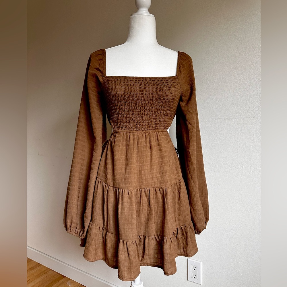 12th Tribe Brown Cutout Dress Sz S
